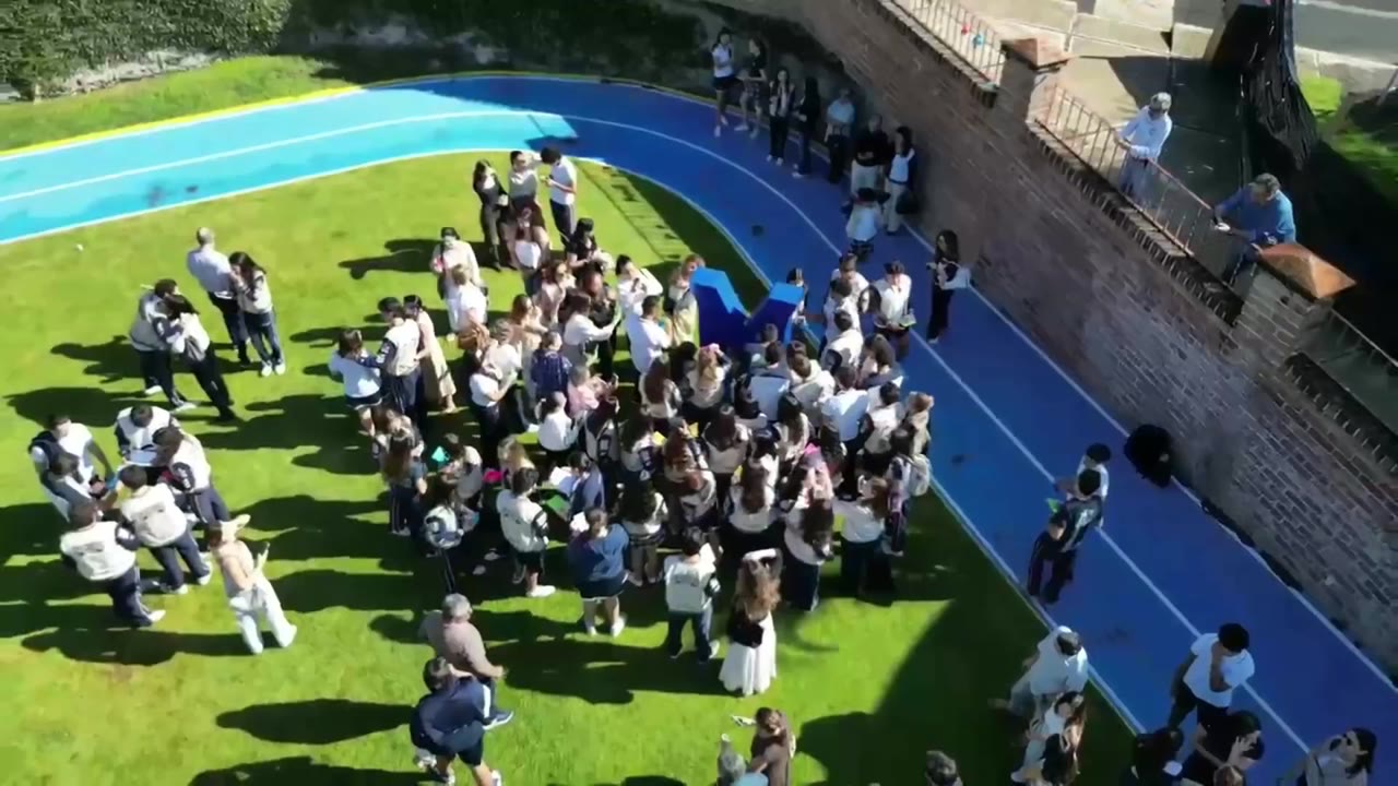Vista aérea de la generación en la cancha